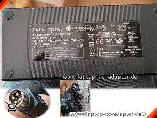 Original ADAPTER TECH STD-12160 ac adapter, 12V 16A STD-12160 Notebook Netzteile ADAPTERTECH12V16A192W-4PINS-ZZYF Original ADAPTER TECH STD-12160 adapter, 12V 16A STD-12160 Notebook Netzteile, ADAPTERTECH12V16A192W-4PINS-ZZYF
