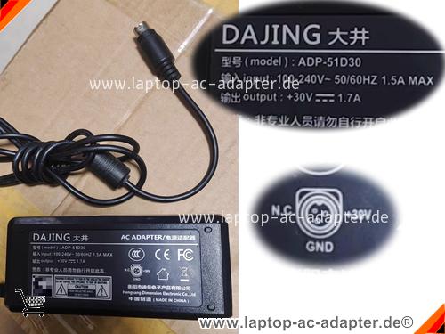 Original DAJING ADP-51D30 adapter, 30V 1.7A ADP-51D30 Notebook Netzteile, DAJING30V1.7A51W-3Pins