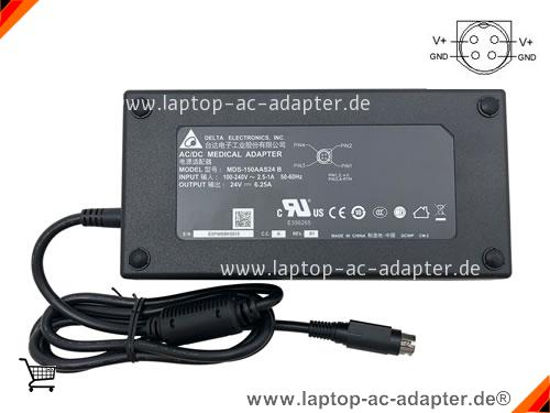 Original DELTA MDS-150AAS24 B adapter, 24V 6.25A MDS-150AAS24 B Notebook Netzteile, DELTA24V6.25A150W-4PIN-M