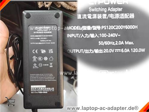 Original FLYPOWER PS120C200Y6000H adapter, 20V 6A PS120C200Y6000H Notebook Netzteile, FLYPOWER20V6A120W-5.5x2.1mm