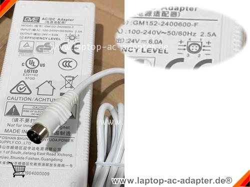 Original GVE GM152-2400600-F ac adapter, 24V 6A GM152-2400600-F Notebook Netzteile GVE24V6A144W-4Pins-SZXF-W Original GVE GM152-2400600-F adapter, 24V 6A GM152-2400600-F Notebook Netzteile, GVE24V6A144W-4Pins-SZXF-W