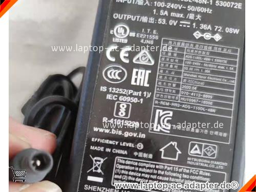 Original HOIOTO ADS-110DL-48N-1 530072E adapter, 53V 1.36A ADS-110DL-48N-1 530072E Notebook Netzteile, HOIOTO53V1.36A72W-6.5x4.4mm