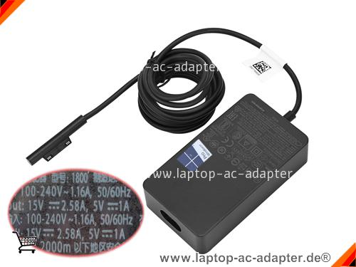 Original MICROSOFT SURFACE PRO 5 adapter, 15V 2.58A SURFACE PRO 5 Notebook Netzteile, MICROSOFT15V2.58A44W