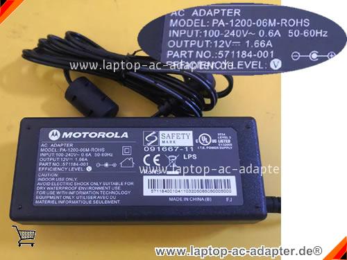 Original MOTOROLA PA-1200-06M-ROHS adapter, 12V 1.66A PA-1200-06M-ROHS Notebook Netzteile, Motorola12v1.66A19.92W-5.5x2.1mm-PA1200