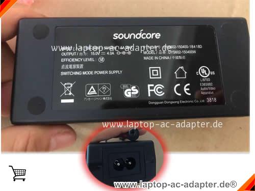 Original SOUNDCORE DYS602-150400-18418D ac adapter, 15V 4A DYS602-150400-18418D Notebook Netzteile SOUNDCORE15V4A60W-5.5x2.1mm Original SOUNDCORE DYS602-150400-18418D adapter, 15V 4A DYS602-150400-18418D Notebook Netzteile, SOUNDCORE15V4A60W-5.5x2.1mm