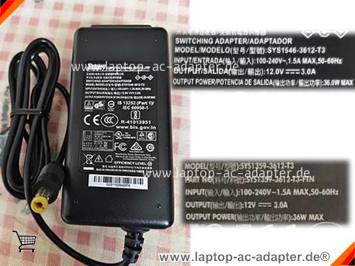 Original SUNNY SYS1359-3612-T3-FTN ac adapter, 12V 3A SYS1359-3612-T3-FTN Notebook Netzteile SUNNY12V3A36W-5.5x2.1mm Original SUNNY SYS1359-3612-T3-FTN adapter, 12V 3A SYS1359-3612-T3-FTN Notebook Netzteile, SUNNY12V3A36W-5.5x2.1mm