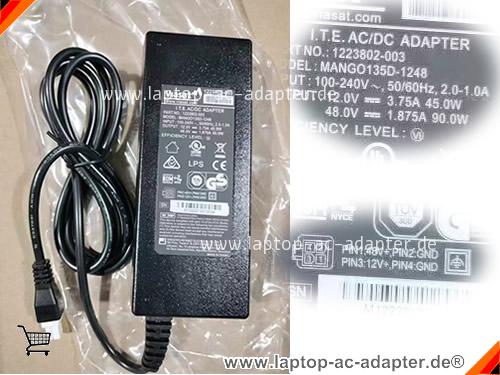 Original VIASAT MANGO135D-1248 adapter, 12V 3.75A MANGO135D-1248 Notebook Netzteile, VIASAT12V3.75A135W-Molex-4Pins