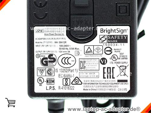 Bild 4 Von Original Apd Wa-36a12r Ac Adapter Für Brightsign Xd234 Xd1034 Media Player 12v 3a Auf Laptop-ac-adapter.de 