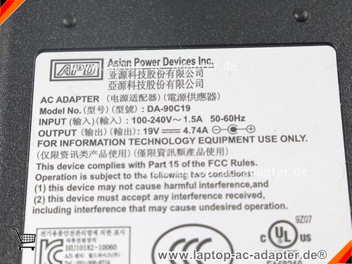 Große Bilder 3 von Original APD  19V 4.74A Laptop AC Adapter, Notebook Netzteile APD19V4.74A90W-5.5x1.7mm