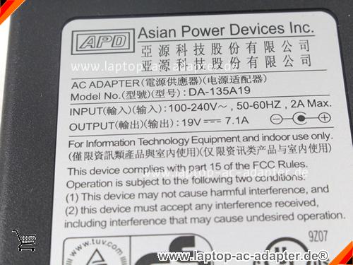 Große Bilder 3 von Original APD DA-135A19 ac adapter, 19V 7.1A DA-135A19 Notebook Netzteile APD19V7.1A135W-5.5x2.5mm