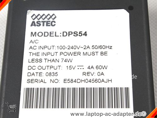 Große Bilder 3 von Original ASTEC DPS54 ac adapter, 15V 4A DPS54 Notebook Netzteile ASTEC15V4A60W-4pin