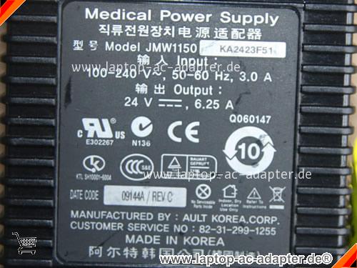 Große Bilder 2 von Original MEDICAL JMW1150 ac adapter, 24V 6.25A JMW1150 Notebook Netzteile AULT24V6.25A150W-8pin