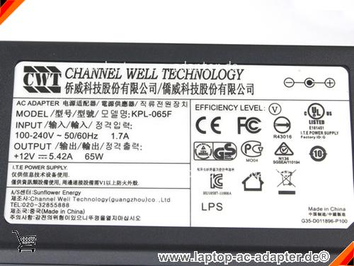 Bild 3 Von New Original Channel Well Technology Cwt Kpl-065f 12v 5.42a Adapter Auf Laptop-ac-adapter.de 