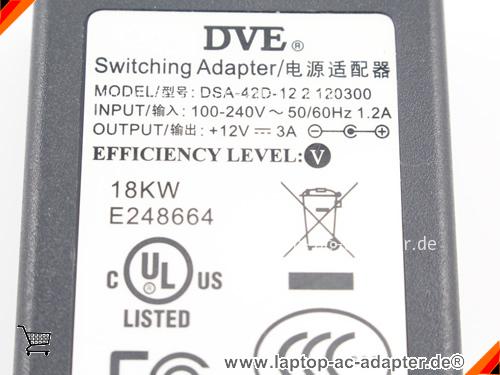 Bild 2 Von Original Dve Dsa-36w-12 3 36 Ac Adapter Dsa-42d-12 12v 3a Power Supply Auf Laptop-ac-adapter.de 