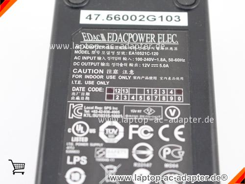 Große Bilder 4 von Original EDAC  12V 5A Laptop AC Adapter, Notebook Netzteile EDAC12V5A60W-4PIN