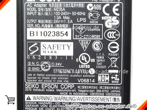 Bild 2 Von Original Epson M235a Ac Adapter 24v 1.5a 36w Für Pos Receipt Printer M188b Auf Laptop-ac-adapter.de 
