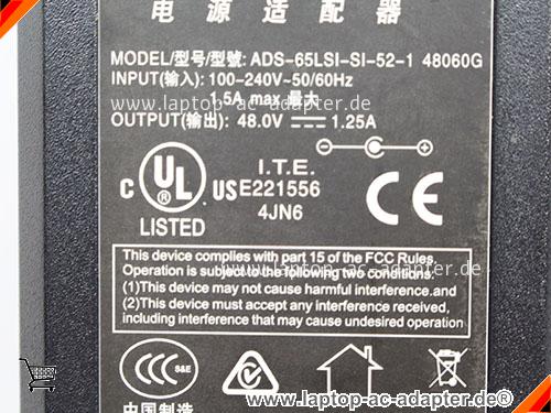 Bild 2 Von Original Hoioto Ads-65lsi-si-52-1 48060g Switching Adapter 48.0v 1.25a 60w Ac Adapter Auf Laptop-ac-adapter.de 