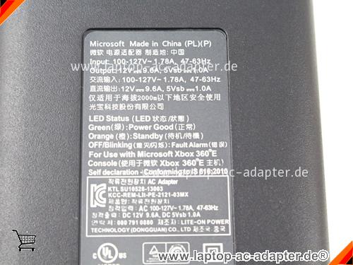 Große Bilder 4 von Original MICROSOFT XBOX E ac adapter, 12V 9.6A XBOX E Notebook Netzteile MICROSOFT12V9.6A115W-1hole-100-127V