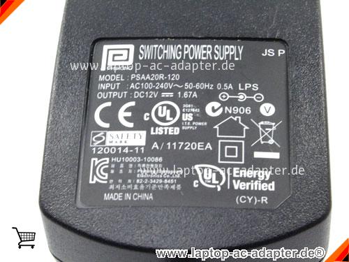 Bild 4 Von Original Uk Plug Phihong 12v 1.67a Ac Adapter Psaa20r-120 Power Supply Charger Auf Laptop-ac-adapter.de 