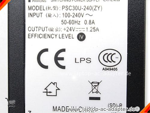 Bild 2 Von Original Phihong Psc30u-240(zy) Switch Powr Supply 24v 1.25a Ac Adapter Round With 3 Pin Auf Laptop-ac-adapter.de 