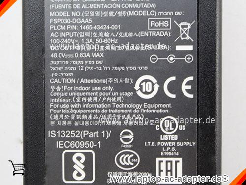 Große Bilder 2 von Original POLYCOM 1465-43424-001 ac adapter, 48V 0.63A 1465-43424-001 Notebook Netzteile POLYCOM48V0.63A30W-5.5x2.5mm