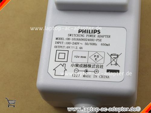 Große Bilder 3 von Original PHILIPS OH-1018A0602400U-PSE ac adapter, 6V 2.4A OH-1018A0602400U-PSE Notebook Netzteile Philips6V2.4A14W-3.0X1.0mm-US-W