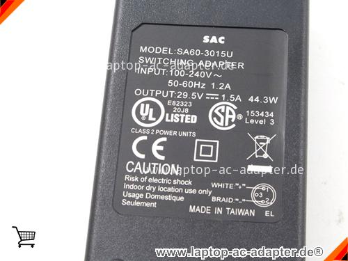 Große Bilder 3 von Original SAC SA60-3015U ac adapter, 29.5V 1.5A SA60-3015U Notebook Netzteile SAC29.5V1.5A44W-3PIN