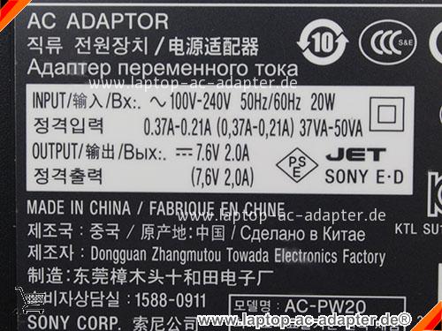 Bild 2 Von Original Sony Ac-pw20 Ac Adapter Charger Für Alpha Nex-3 Series Digital Carmer Auf Laptop-ac-adapter.de 