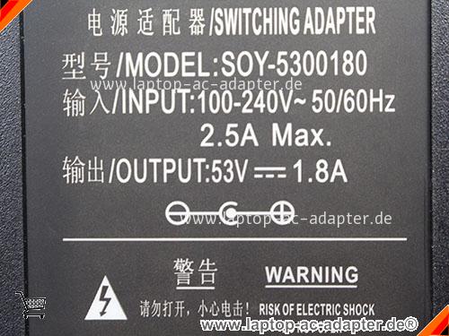 Große Bilder 2 von Original SOY SOY-5300180 ac adapter, 53V 1.8A SOY-5300180 Notebook Netzteile SOY53V1.8A95W-6.5x4.4mm