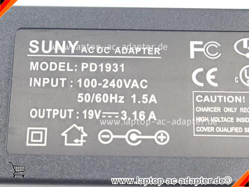 Bild 1 Von Original Suny Pd1931 Ac Adpater 19v 3.16a 60w Power Supply 4 Pin Auf Laptop-ac-adapter.de 