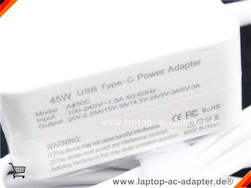 Große Bilder 2 von APPLE A1534 ac adapter, 20V 2.25A A1534 Notebook Netzteile UN20V2.25A45W-Type-C-A450C-W